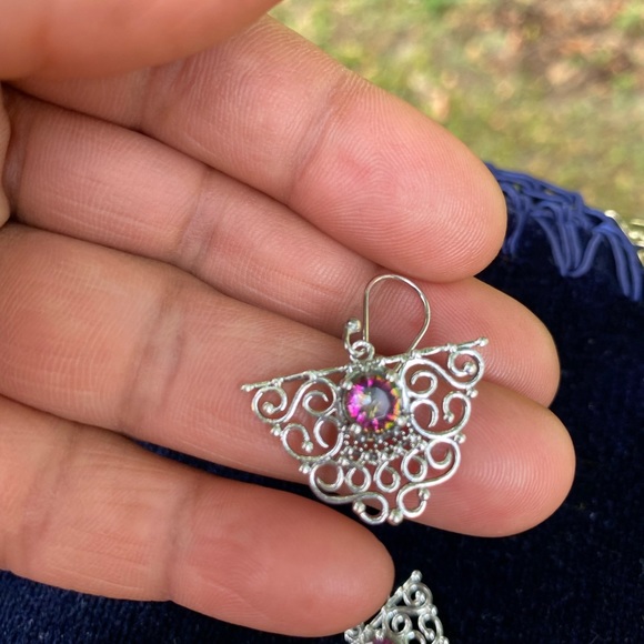 Set of 4 925 sterling silver filigree dangle earrings - Picture 6 of 13